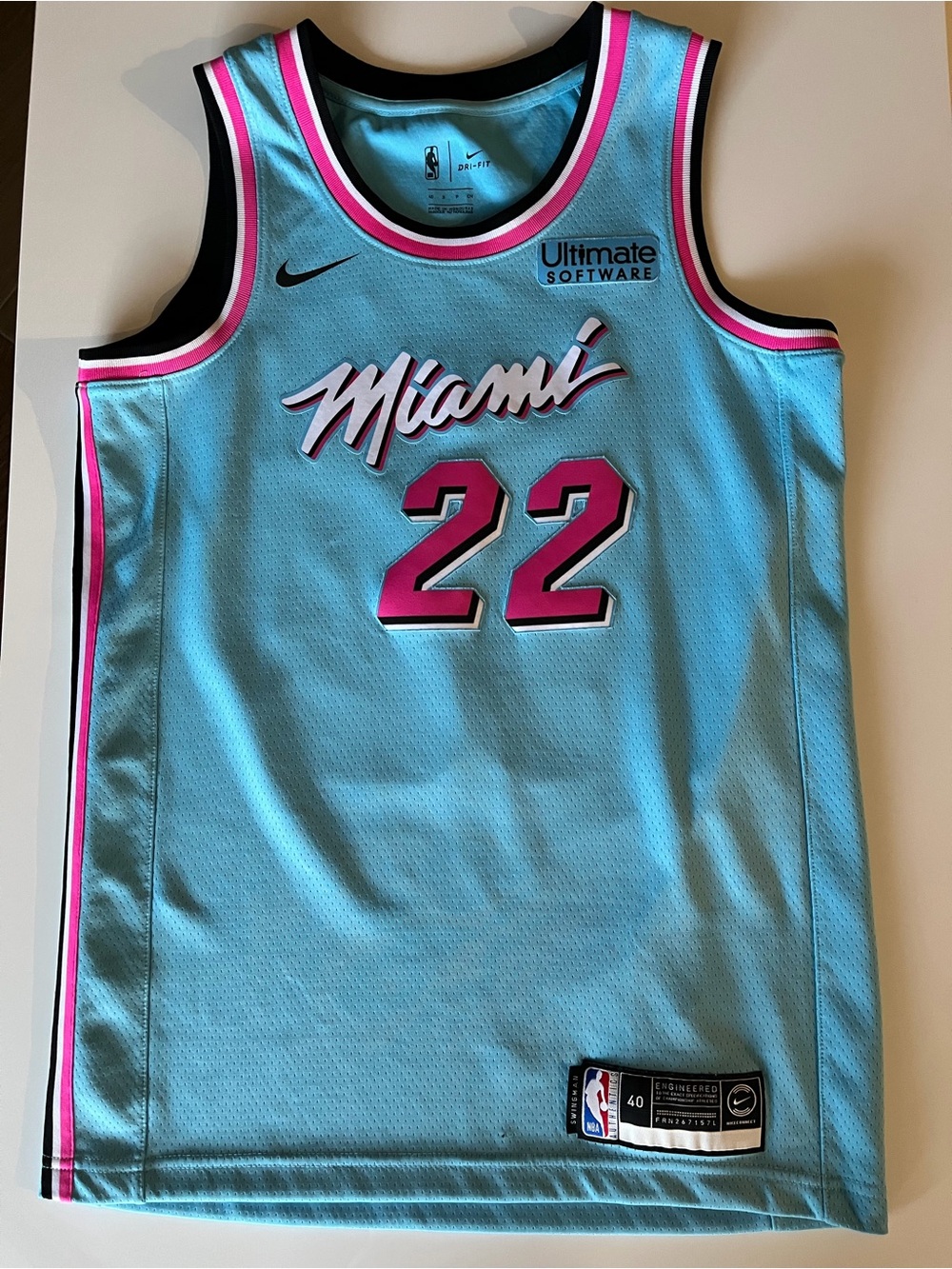 Nike Miami Vice AUTHENTIC Teal & Pink Basketball Jersey - #22